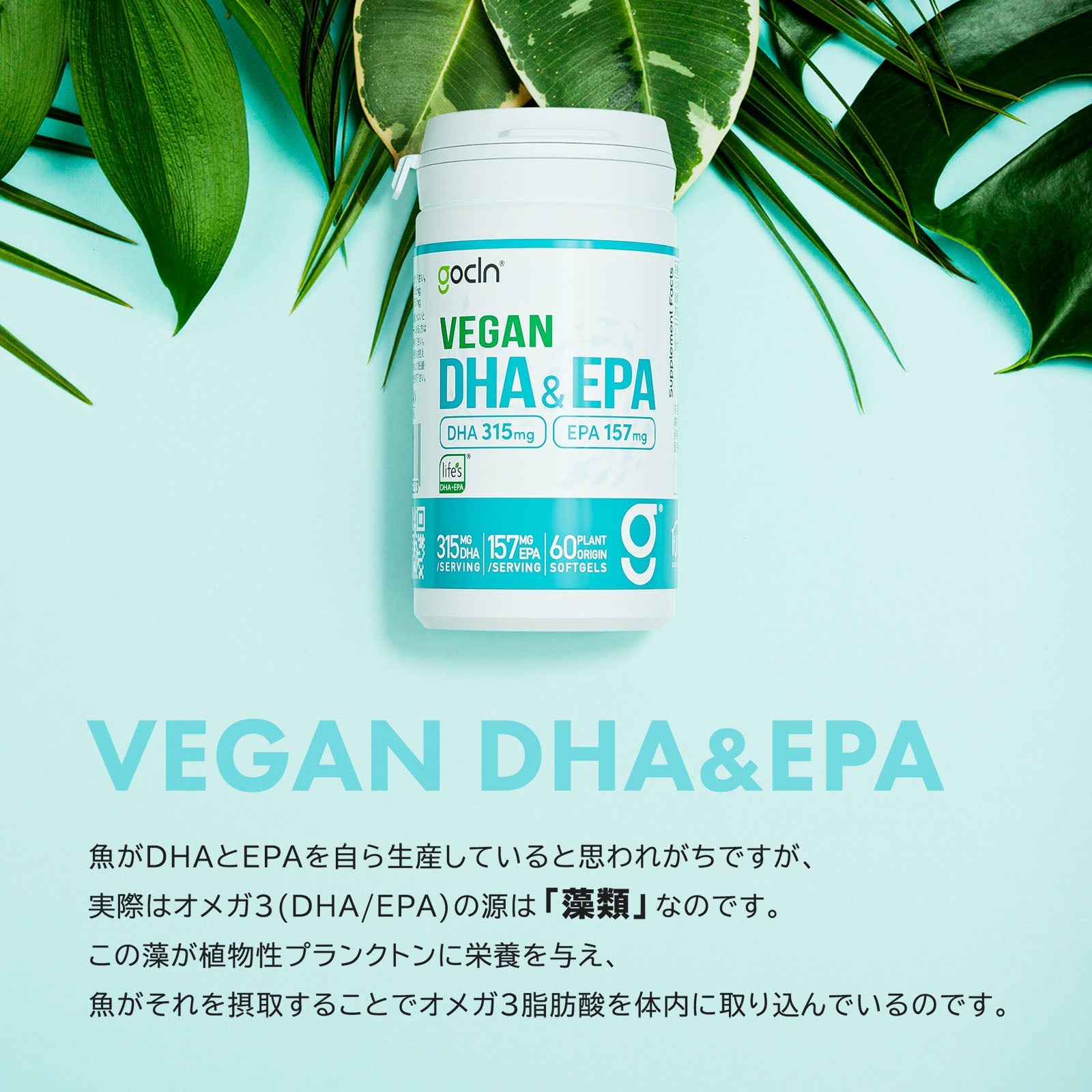 DHA & EPA サプリメント 無添加 植物性100％ | 商品説明 gocln